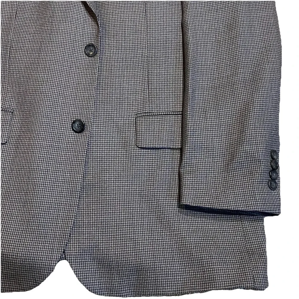 Joseph Feiss‎ Mens Sport Coat 44R Houndstooth Wool Blazer Gray Grandpa Aesthetic